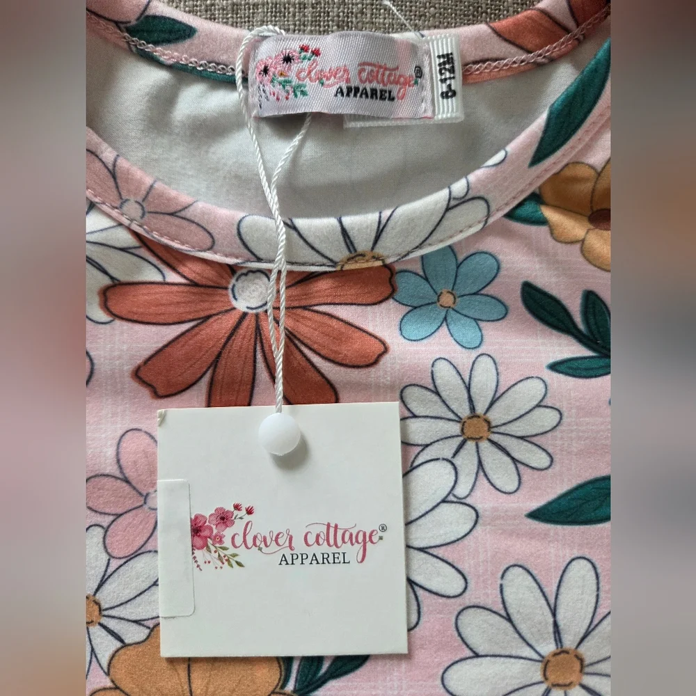 Daisy Blooms Baby Romper Onesie By Clover Cottage Apparel Boutique 6-12M. NWT